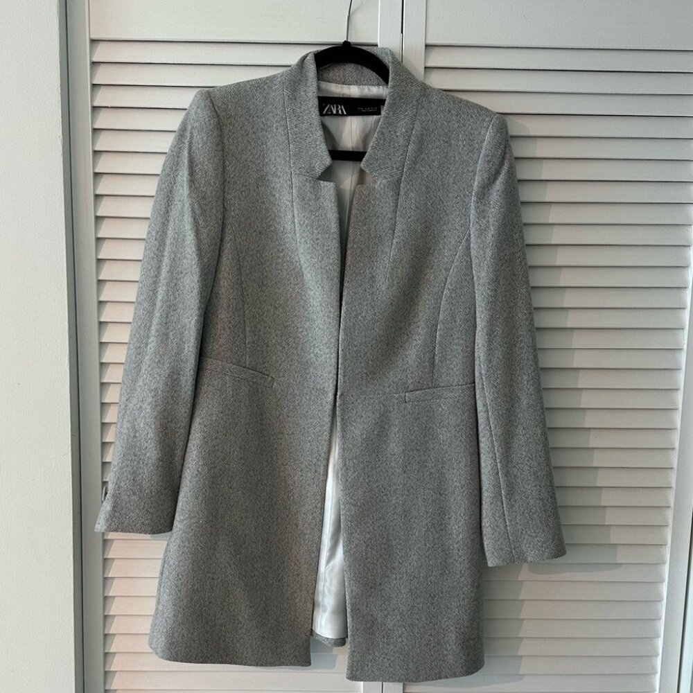 Zara Grey Midi Wool Coat